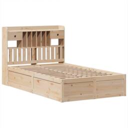 Berkfield Home Beautiful Bed Frame without Mattress 135x190 cm Double Solid Wood Pine in Light Brown - thumbnail 1