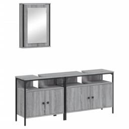 Berkfield Home 3 Piece Bathroom Furniture Set Grey Sonoma Engineered Wood - thumbnail 1