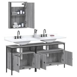 Berkfield Home 3 Piece Bathroom Furniture Set Grey Sonoma Engineered Wood - thumbnail 4