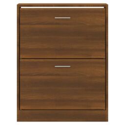 Berkfield Home Shoe Cabinet Brown Oak 63x24x81 cm Engineered Wood - Size: 63 x 24 x 81 cm - thumbnail 4