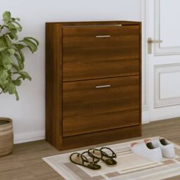 Berkfield Home Shoe Cabinet Brown Oak 63x24x81 cm Engineered Wood - Size: 63 x 24 x 81 cm - thumbnail 1