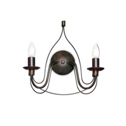 Netlighting Corte 2 Light Indoor Candle Wall Light Rust Brown E14