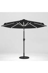 Garden Sanctuary Solar Powered LED Garden Parasol Patio Umbrella with Floral-Pattern Base in Dark Grey - thumbnail 5