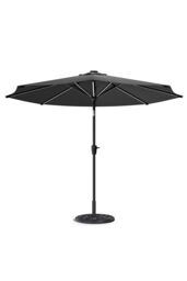 Garden Sanctuary Solar Powered LED Garden Parasol Patio Umbrella with Floral-Pattern Base in Dark Grey - thumbnail 4