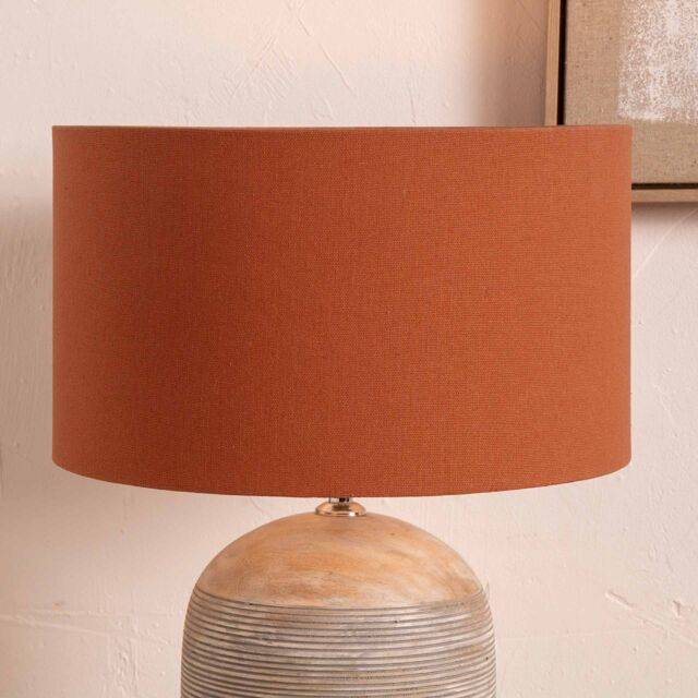 Ruma Terracotta Cylinder Cotton Lampshade for Table Lamps & Floor Lamps - Size: 12 inches - image 1