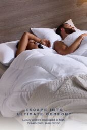 Snuggledown 2 Pack Hotel Medium Support Back Sleeper Pillow in White - thumbnail 2