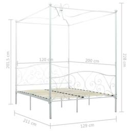 Berkfield Home Elegant Canopy Bed Frame White Metal 120x200 cm - Size: Small Double - thumbnail 5