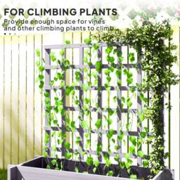 OUTSUNNY 3 Tier Wooden Garden Planters with Trellis for Vine Climbing Plants in Grey - thumbnail 4
