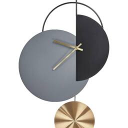 Wyld and Coco Clocks Wall Clock - Minimalist Grey Black Gold Pendulum 32 x 60 cm - thumbnail 2
