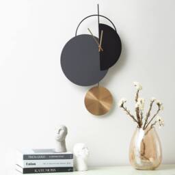 Wyld and Coco Clocks Wall Clock - Minimalist Grey Black Gold Pendulum 32 x 60 cm