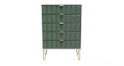 Ready Assembled 2 U Metro 5 Drawer Chest (Ready Assembled) in Green