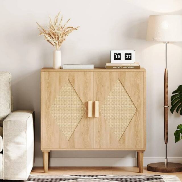 Havendro Buffet Cabinet Storage Rattan Sideboard Accent Cabinet Living Room in Natural - image 1