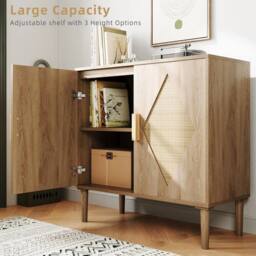 Havendro Buffet Cabinet Storage Rattan Sideboard Accent Cabinet Living Room in Natural - thumbnail 3