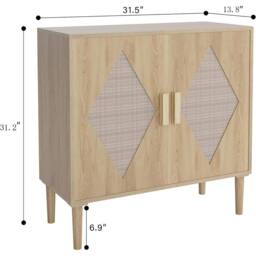 Havendro Buffet Cabinet Storage Rattan Sideboard Accent Cabinet Living Room in Natural - thumbnail 2