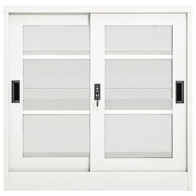 Berkfield Home Sliding Door Cabinet White 90x40x90 cm Steel - Size: 90 x 40 x 90 cm - image 1