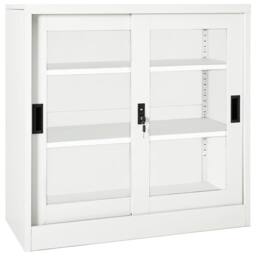 Berkfield Home Sliding Door Cabinet White 90x40x90 cm Steel - Size: 90 x 40 x 90 cm - thumbnail 2