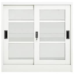Berkfield Home Sliding Door Cabinet White 90x40x90 cm Steel - Size: 90 x 40 x 90 cm - thumbnail 1