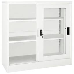 Berkfield Home Sliding Door Cabinet White 90x40x90 cm Steel - Size: 90 x 40 x 90 cm - thumbnail 5