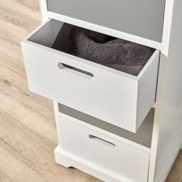 Home Source 5 Drawer Chest Tallboy Wooden Bedroom Storage Fully Assembled in White - thumbnail 2