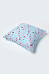 Homescapes Cotton Birds & Flower Cushion Cover in Blue - Size: 45 cm x 45 cm - thumbnail 4