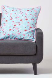 Homescapes Cotton Birds & Flower Cushion Cover in Blue - Size: 45 cm x 45 cm - thumbnail 2