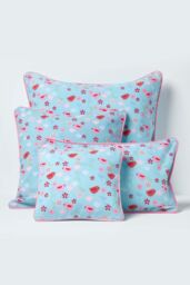 Homescapes Cotton Birds & Flower Cushion Cover in Blue - Size: 45 cm x 45 cm - thumbnail 5