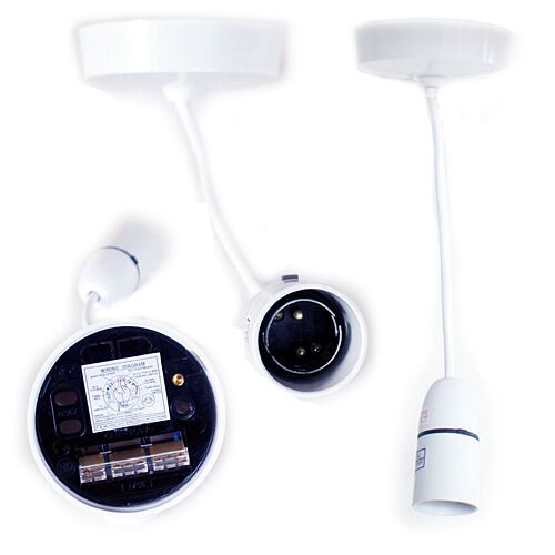 "Loops 5x 6"" Flex Cable White Ceiling Rose Pendant Light Lamp Shade Holder Lampholder"