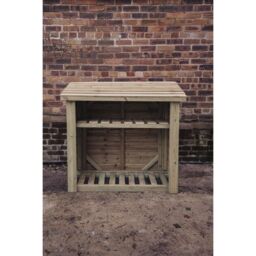 Churnet Valley Garden Furniture Ltd 4 x 4 Feet Log Store with Kindling Shelf - Partially Assembled in Brown - thumbnail 3