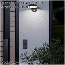 Loops Sleek Black Outdoor Wall Light - Stylish Home PIR Décor Lighting - thumbnail 2
