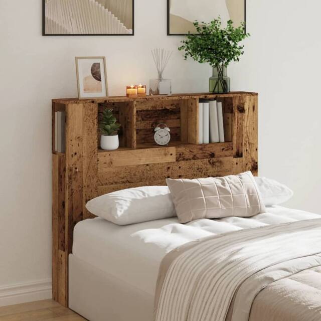 Berkfield Home Headboard Cabinet Old Wood 120x19x104.5 cm Engineered Wood in Brown - image 1