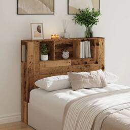 Berkfield Home Headboard Cabinet Old Wood 120x19x104.5 cm Engineered Wood in Brown - thumbnail 1