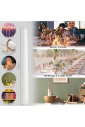 Deco Express Candles Set Classic Dripless Tapered Metallic Unscented 8 Hours Décor in White - Size: 50 Pieces - thumbnail 4