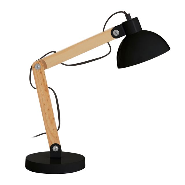 Orsina Ambiant Wood & Metal Table Lamp, Versatile Bedside Table Lamp, Modern Rustic Livingroom Table Lamp in Black - image 1