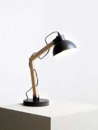 Orsina Ambiant Wood & Metal Table Lamp, Versatile Bedside Table Lamp, Modern Rustic Livingroom Table Lamp in Black - thumbnail 4