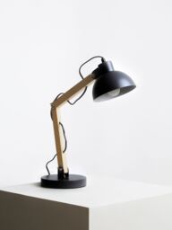 Orsina Ambiant Wood & Metal Table Lamp, Versatile Bedside Table Lamp, Modern Rustic Livingroom Table Lamp in Black - thumbnail 3