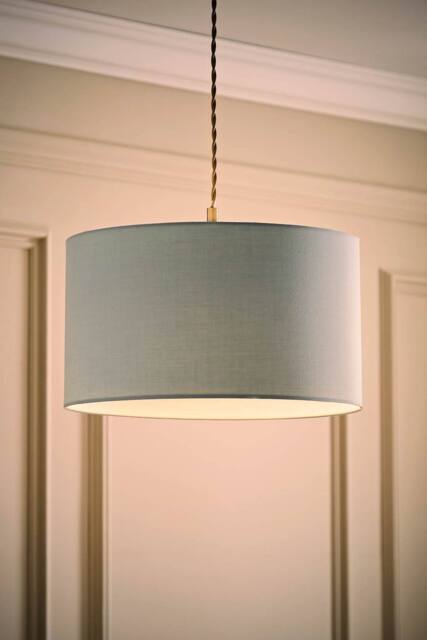 ValueLights Reni Duck Egg Blue Fabric Easy Fit Drum Ceiling Lamp Shade with Bulb - Size: Medium - image 1