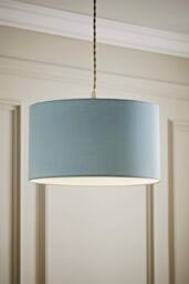 ValueLights Reni Duck Egg Blue Fabric Easy Fit Drum Ceiling Lamp Shade with Bulb - Size: Medium - thumbnail 2