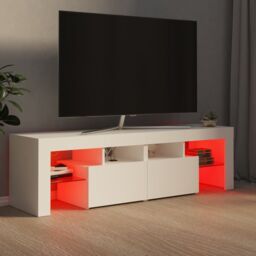 Berkfield Home TV Cabinet with LED Lights White 140x36.5x40 cm - thumbnail 6