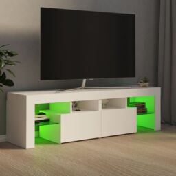 Berkfield Home TV Cabinet with LED Lights White 140x36.5x40 cm - thumbnail 5