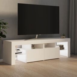 Berkfield Home TV Cabinet with LED Lights White 140x36.5x40 cm - thumbnail 4