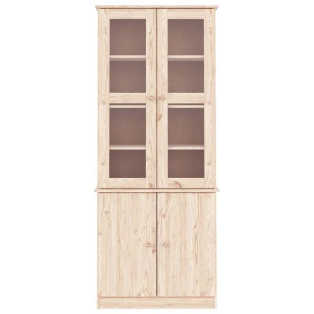 Berkfield Home Glass Display Cabinet ALTA 77x35x186.5 cm Solid Wood Pine in Light Tan - image 1