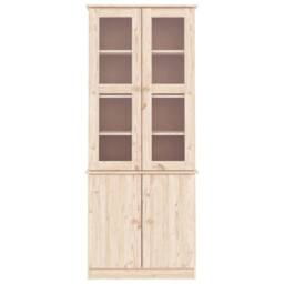 Berkfield Home Glass Display Cabinet ALTA 77x35x186.5 cm Solid Wood Pine in Light Tan