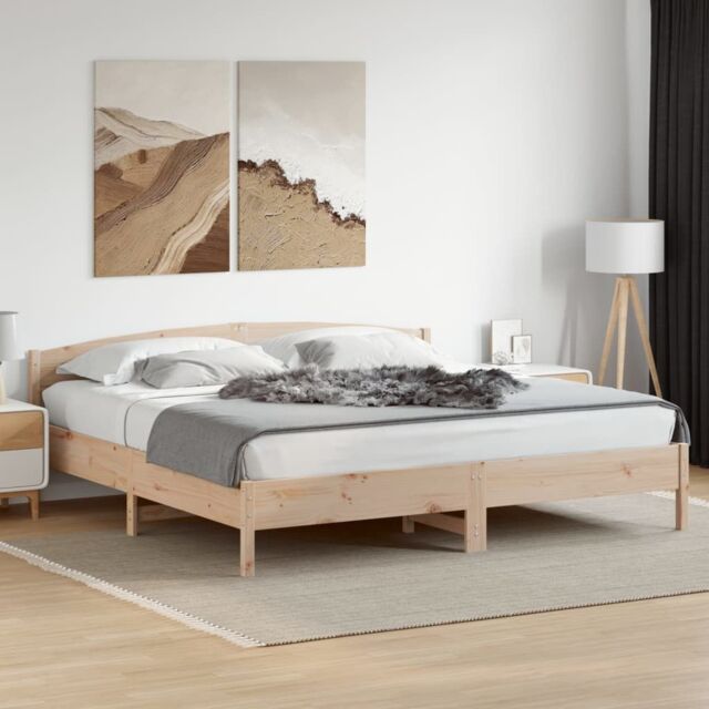 Berkfield Home Bed Frame without Mattress 180x200 cm Super King Solid Wood Pine in Brown - image 1