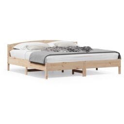 Berkfield Home Bed Frame without Mattress 180x200 cm Super King Solid Wood Pine in Brown - thumbnail 2