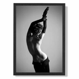 ARTZE Elegant Woman with Gloves Fashion Black & White Photo Framed Print SIZE: A4 with Black Frame - thumbnail 1