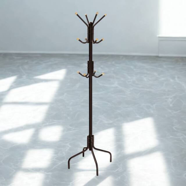 Pirlo Plush Metal Hallway Coat Rack Stand With 12 Hooks Brown - image 1