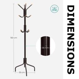 Pirlo Plush Metal Hallway Coat Rack Stand With 12 Hooks Brown - thumbnail 8