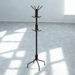 Pirlo Plush Metal Hallway Coat Rack Stand With 12 Hooks Brown