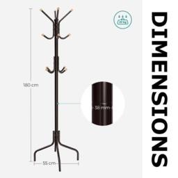 Pirlo Plush Metal Hallway Coat Rack Stand With 12 Hooks Brown - thumbnail 7