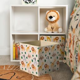 OHS Set Of 4 Safari Storage Box Cubes Folding Space Saving Shelf Boxes in Beige - thumbnail 2